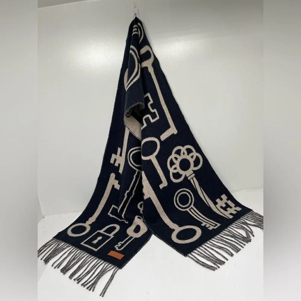Hermes 100% Cashmere Casaque Muffler Porte-Clefs Scarf Unisex Gifts - Picture 1 of 5